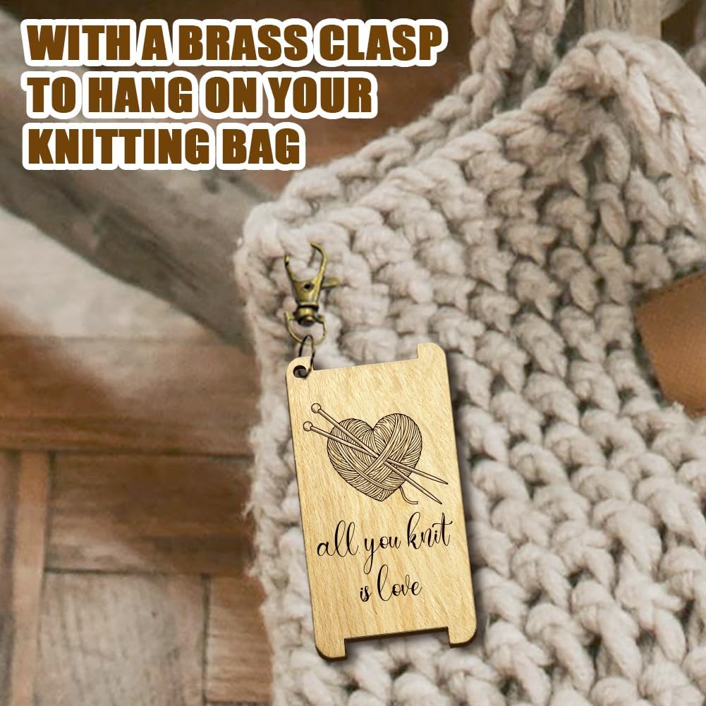 arricraft Heart Shaped Knitting Spinning Control Tool, Heart Shaped Yarns Ball WPI Guide Gauge with Clasp Wood Yarn Wrap Guide Board with Diz for Spinners Yarn Measuring Tools Crochet Accessories