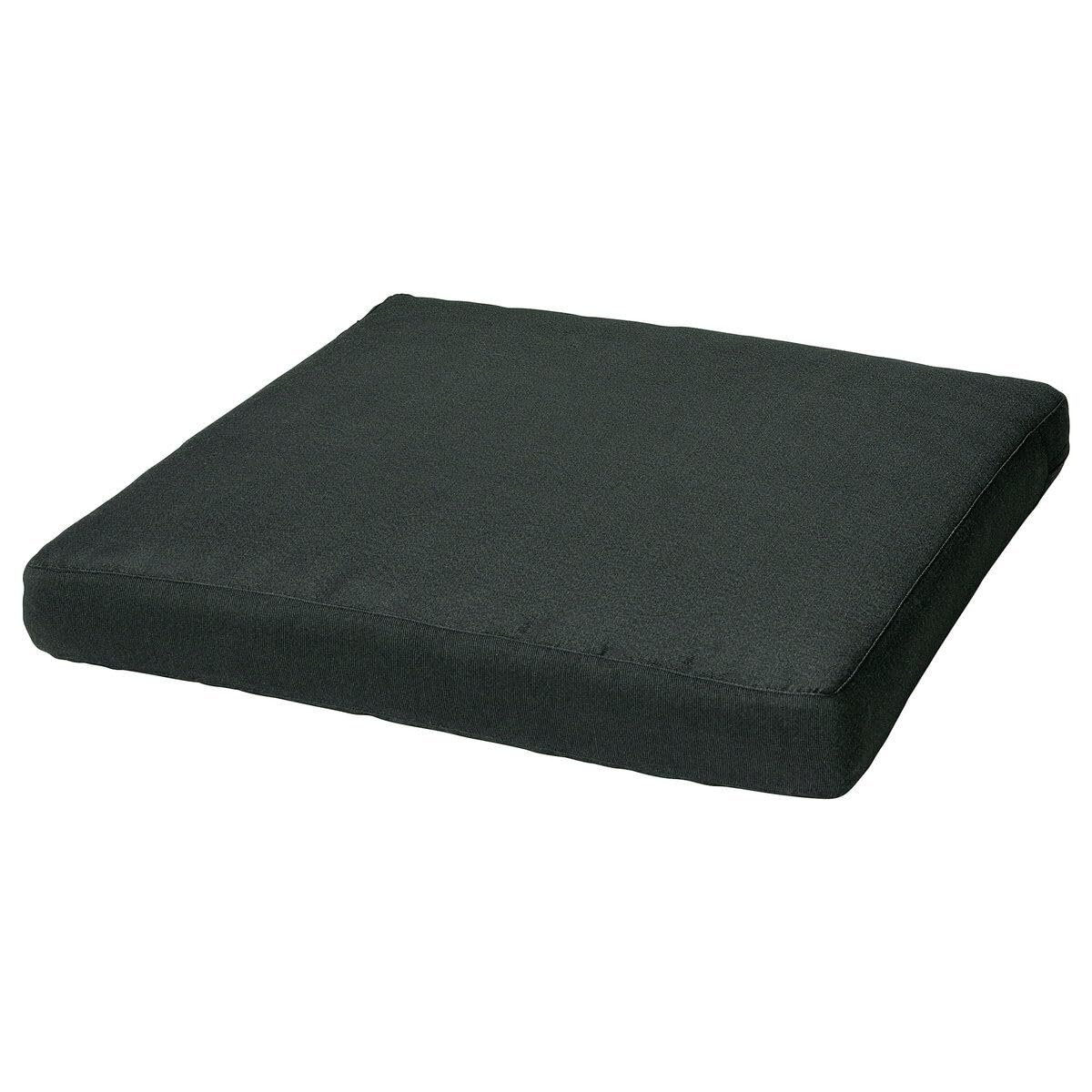 Galette de chaise d'extérieur carrée réversible noir 62x62x8 cm lavable
