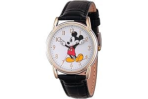 Mickey Mouse Women's Classic Cardiff Articulating Hands Analog Quartz Leather Strap Watch