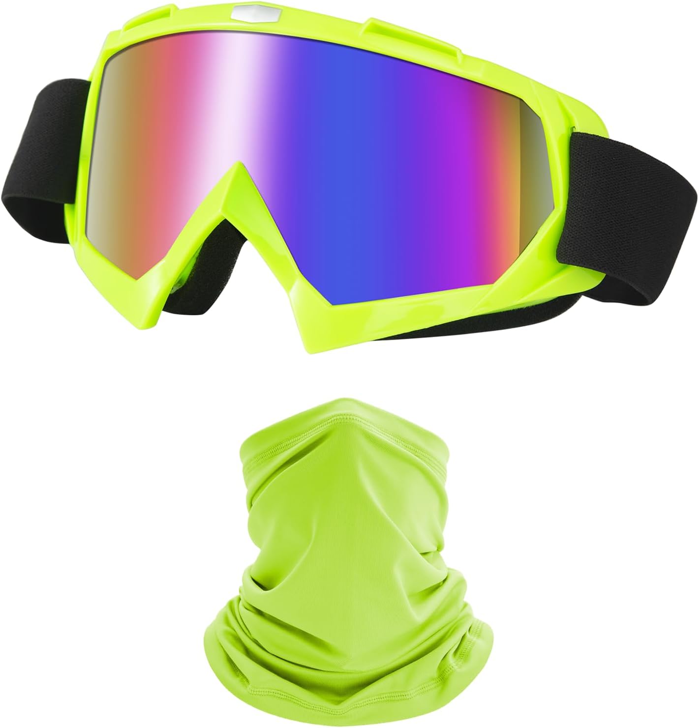 Motorcycle Goggles Dirt Bike ATV Off-Road Riding Motocross Glasses with Sun UV Protection Neck Gaiter Face Cover