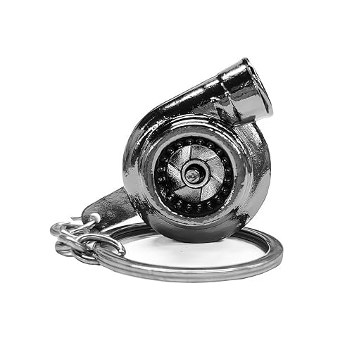 Turbo Keychain, Creative Metal Spinning Turbocharger Key Fob Ring, Mini