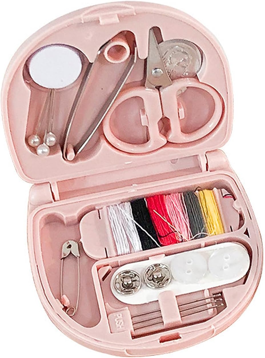 Cute Sewing Kit Pink Travel Sewing Kit Convenient Small Portable Sewing Kit Box DIY Sewing Supplies Mini Sewing Kit for Beginner Traveler