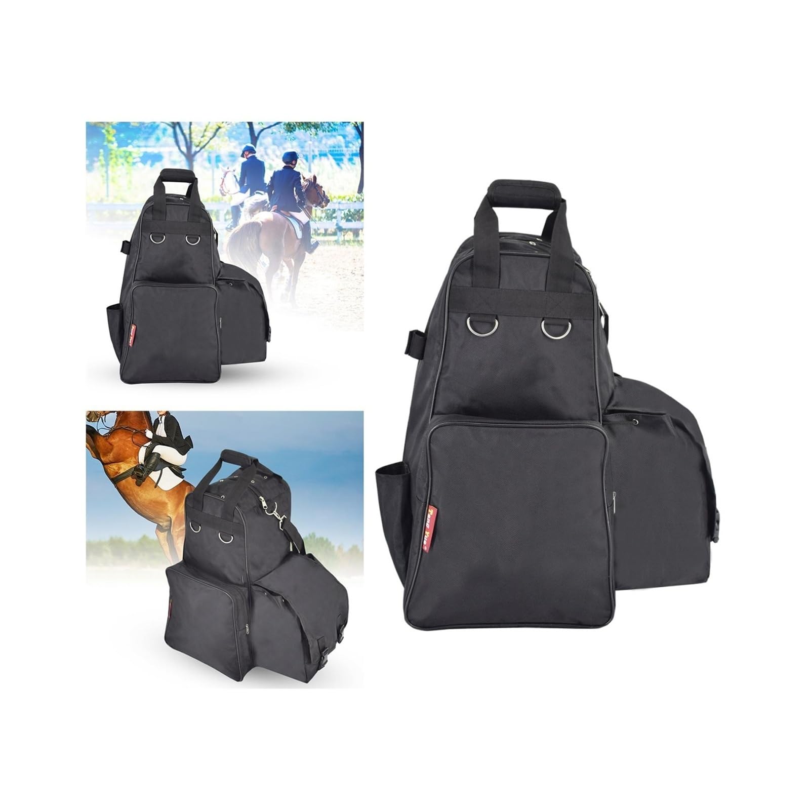Zaino da equitazione per equitazione, borsa professionale per stivali e guanti con scomparti multipli
