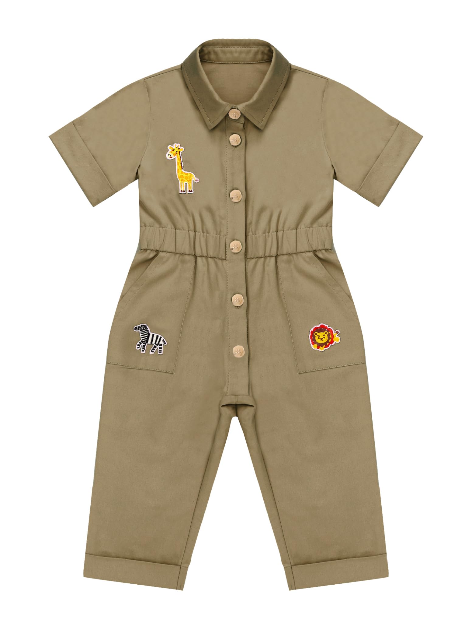 inlzdz Toddler Baby Boys Girls Jungle Safari Jumpsuit Birthday Party Themed World Book Day Fancy Dress Up Khaki 9-12 Months