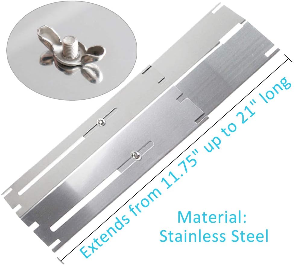 BBQration 4-Pack Extends from 11.75" up to 21" L Universal Replacement Heavy Duty Adjustable Stainless Steel Heat Plate Shield, Flavorizer Bar, Heat Tent, Burner Cover, Flame Tamer for Gas Grill