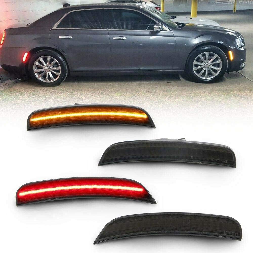 alittlepanda Bright-TECH Series Smoke Lens Amber/Red Led Set Front+Rear Bumper Reflector Designed fo