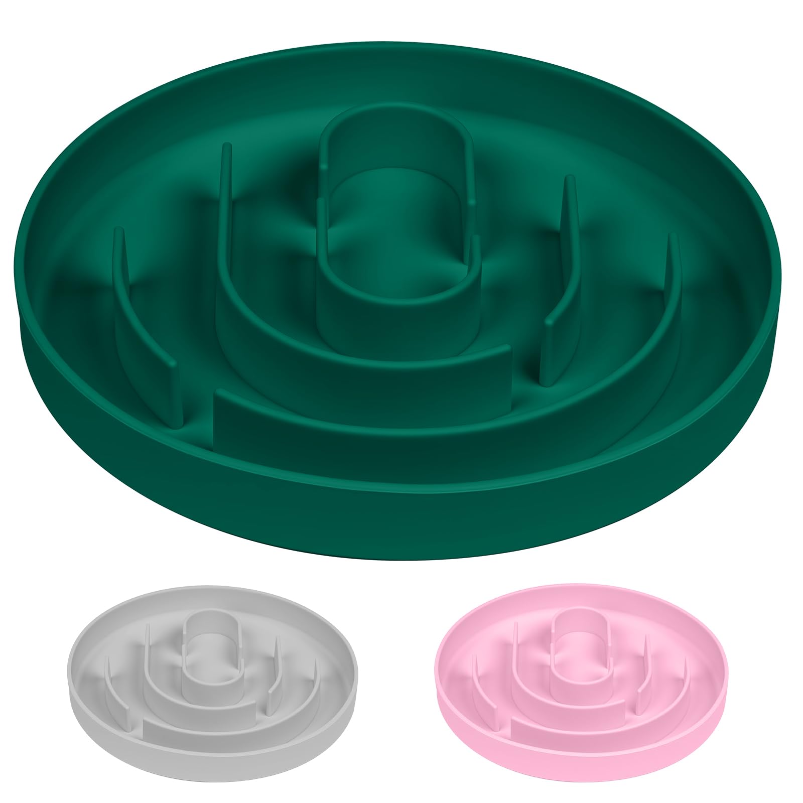 OFFCUP Slow Feeder Dog Bowl, Anti Choke Anti Bloat Eating Food Bowl, Silicone Healthy Diet And Slow Digestion Puppy Feeders Suitable For Small Medium Pets (Green)