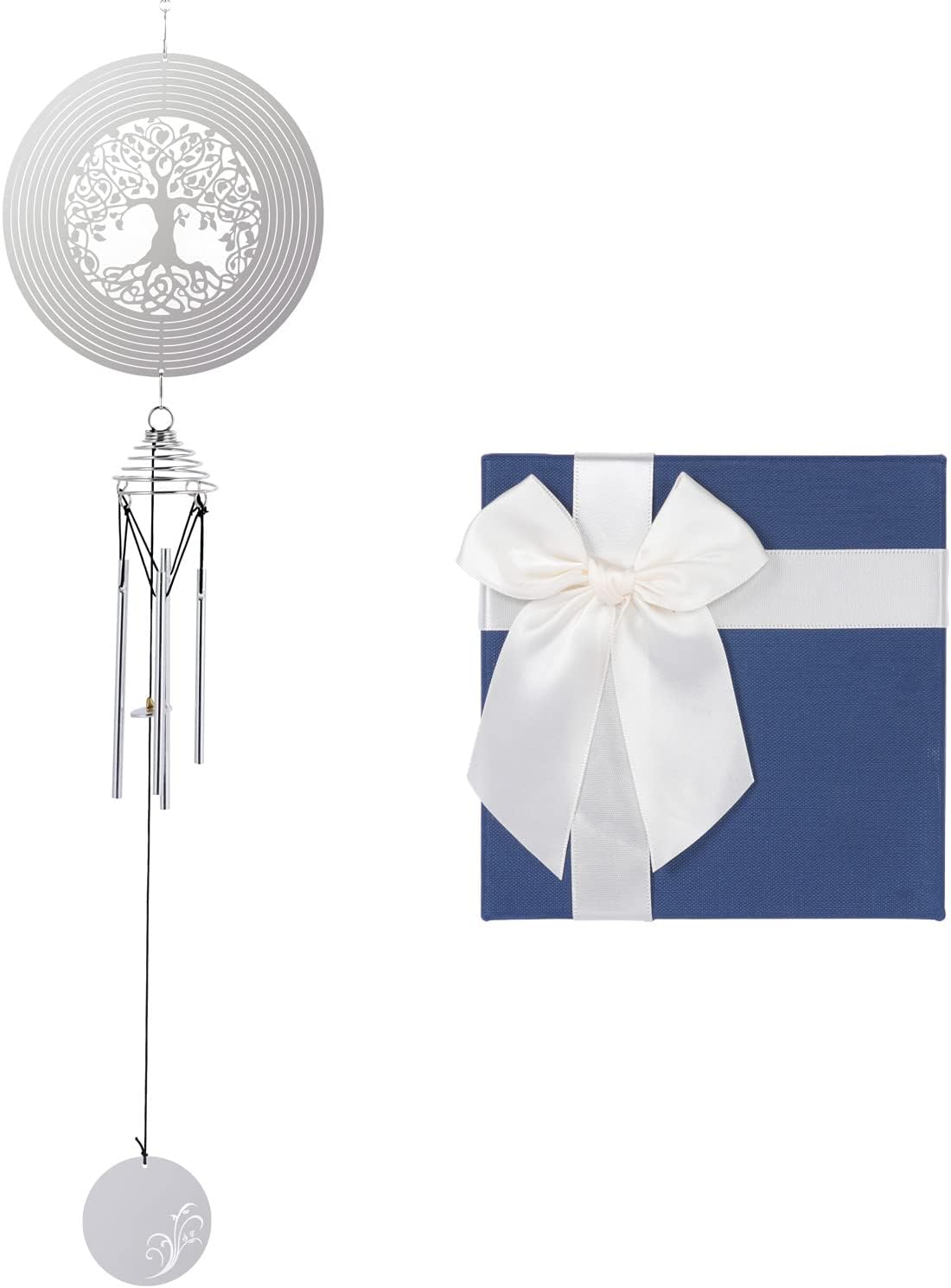 Retirement Wind Chime with Tree of Life Wind Spinner