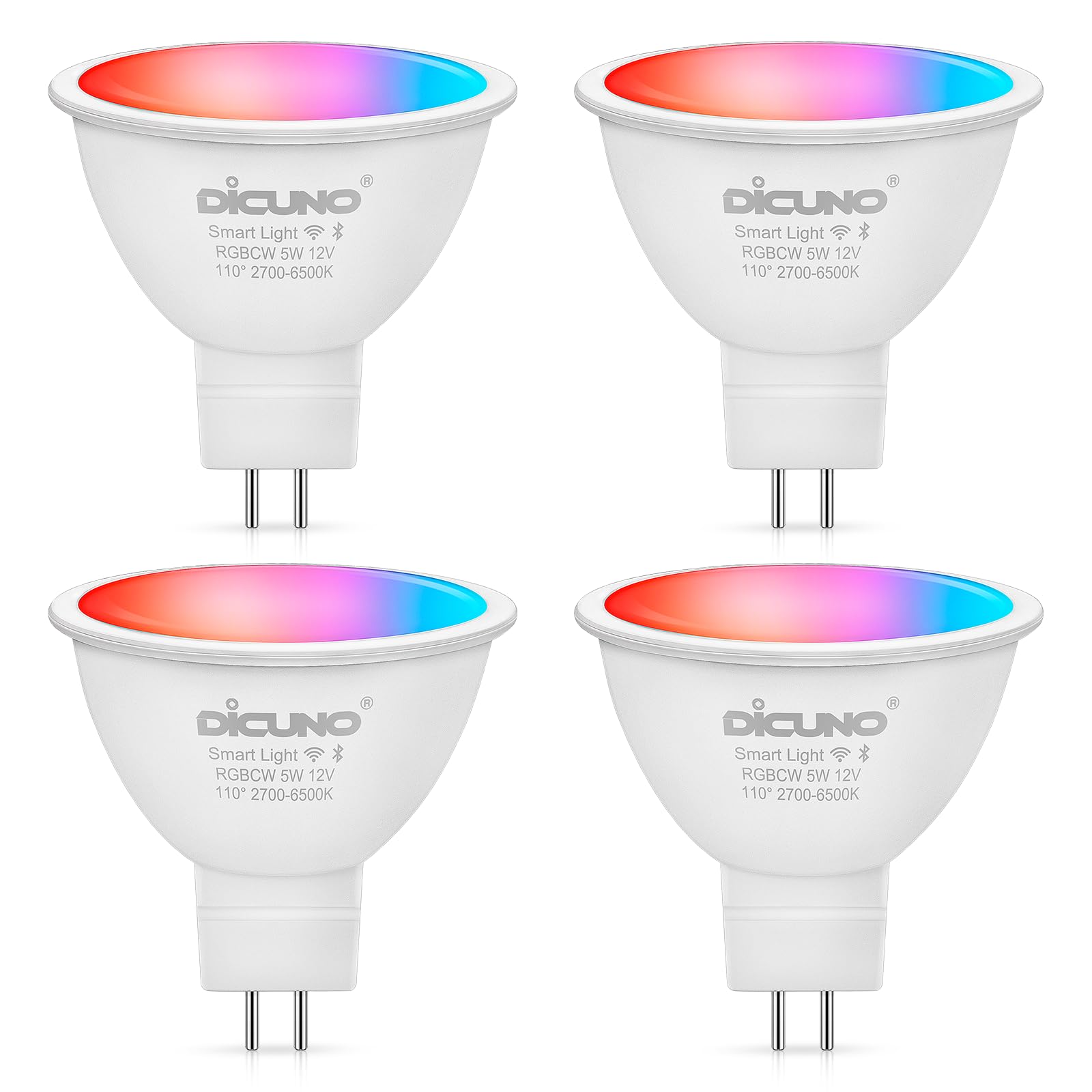 DiCUNO MR16 Smart Bulb 5W, GU5.3 LED WiFi Light, AC/DC 12V, 40W Equivalent, Compatible with Alexa, Google Home