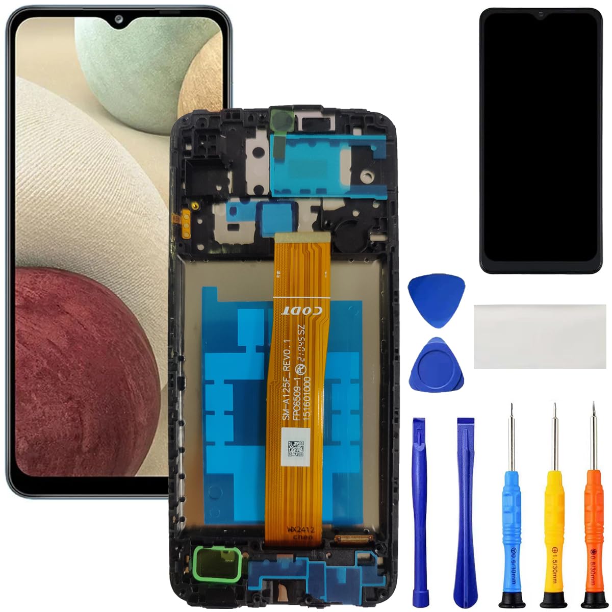 for Samsung Galaxy A12 Screen Replacement with Frame for Samsung a12 a125u Screen Replacement a125a a125w LCD s127dl A127 Display digitizer Touch Screen Assembly Part with Repair Kits 6.5 inch