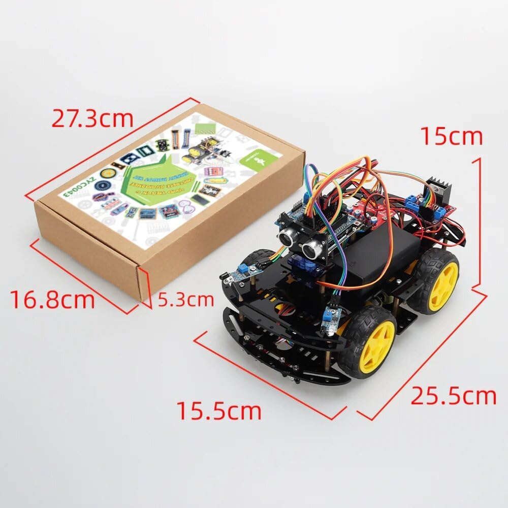 VIDOO Automatyka Inteligentny Robot Samochód Zestaw do Programowania Arduino z Czujnikami Ultradźwiękowymi i Podczerwieni Śledzenie Linii Unikanie Przeszkód DIY Edukacyjny Zestaw STEM
