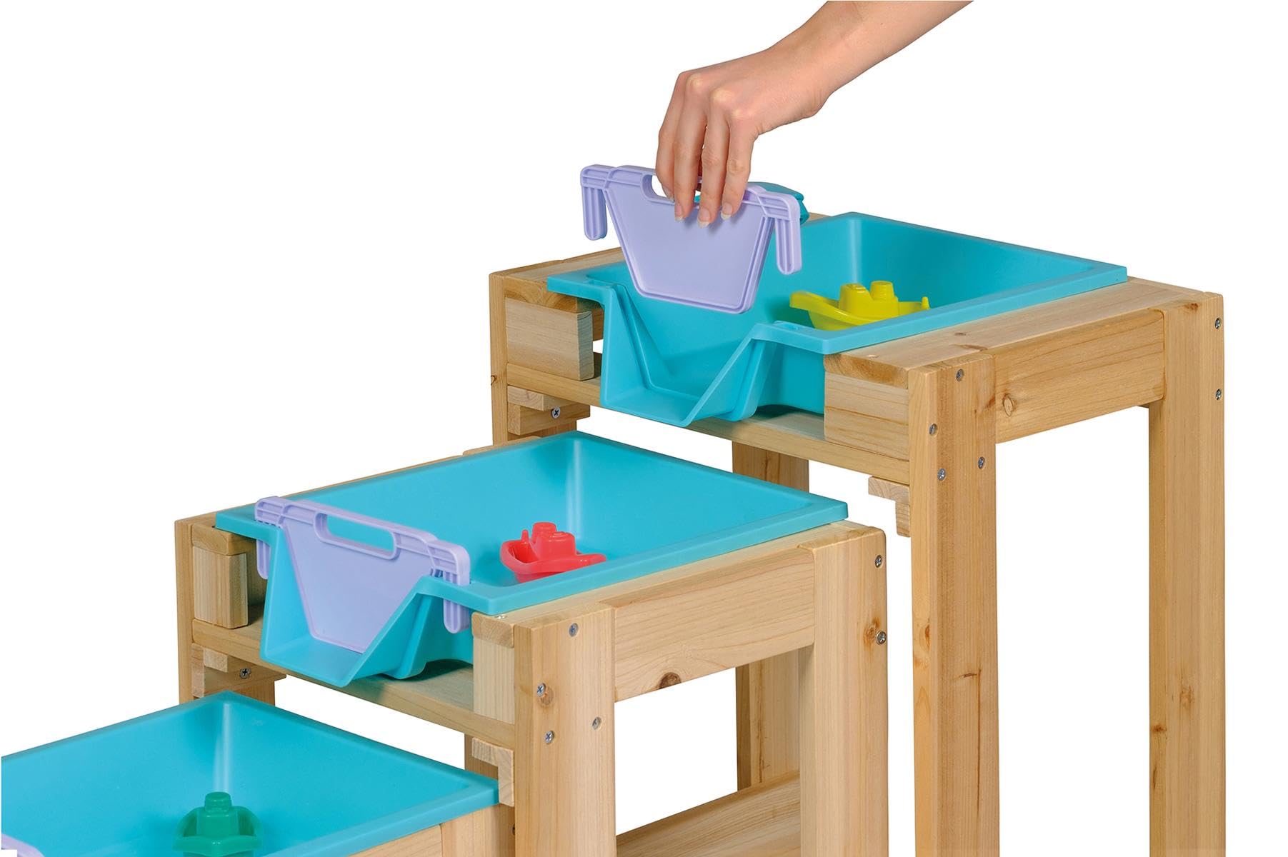 Happy People Wasser-Spieltisch 3er Set mit Schleusenfunktion & Schlauchanschluss Outdoor Wasserspielzeug wetterfest