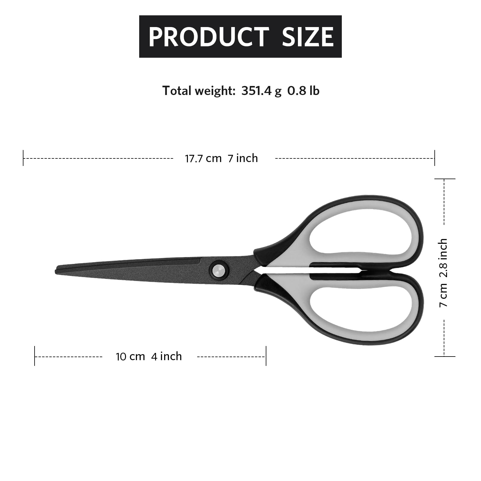 Uaugulft Scissors, Stainless Steel Professional Multi-Purpose Scissors with with Titanium Coated Blades, Soft Grip Handle, Grey Black, 6 Pieces Set - Image 4