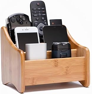 リモコンホルダー 木製 マルチコンパートメント リモコンスタンド マルチファンクション メディアコントローラー メイクアップブラシ 事務用品 リモコン 収納REENEW (A,図のように)