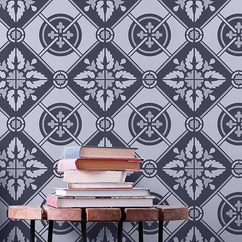 Plantilla de azulejos basílica, plantillas de azulejos para pintar suelos de azulejos, plantillas de azulejos reutilizables para pisos de linóleo y