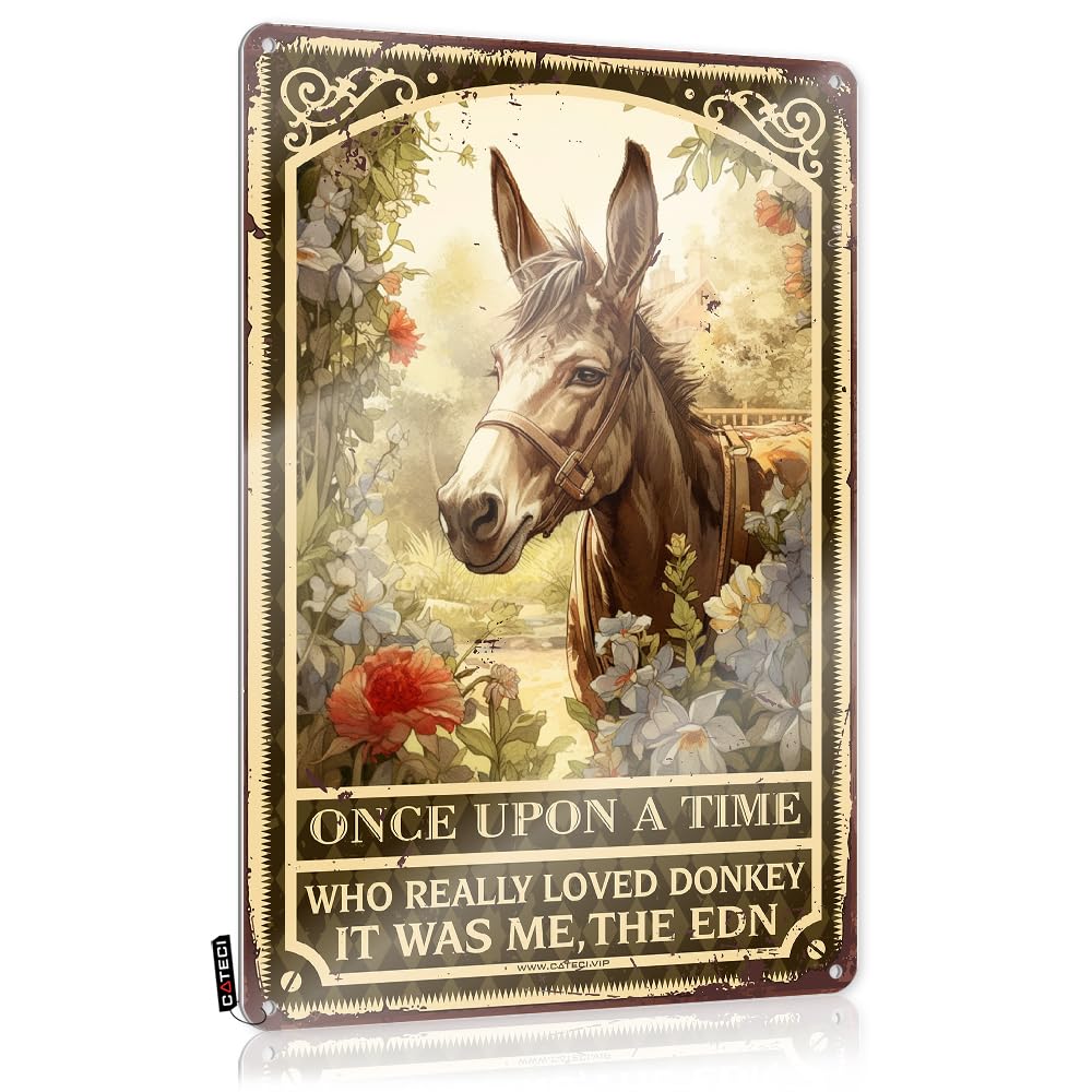 Tin Decor Once Upon A Time There Were A Girl Who Really Loved Donkey Tin Sign Cozy Room Decorboho Wall Artvegetable Garden Signsmasculine Home Decor Man Cave Tin Sign Room Door Decor(20X30CM)