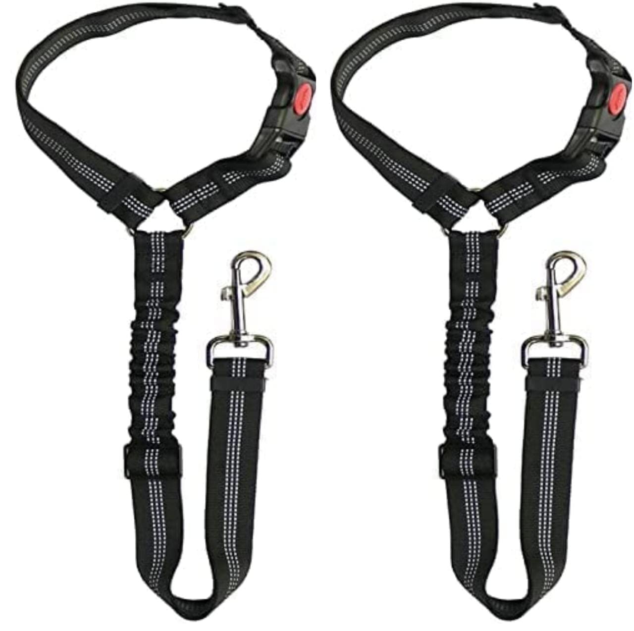 Seat Belt For Dogs In Car Adjustable - Headrest Dog Car Seat Belt Restraint Puppy - Elastic Pet Dog Seat Belt harness - Strong Leads Harness for Dogs Cats and Pets - 2 Pack Black