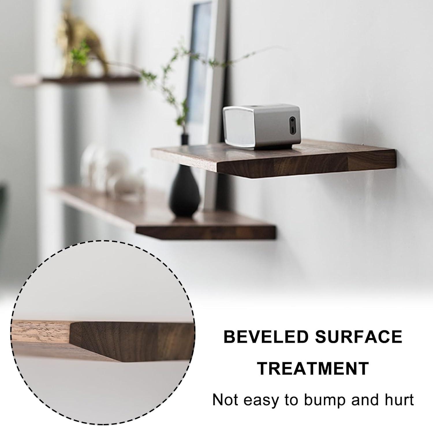Floating Shelves, Rustic Wooden Wall Shelf Long Floating Shelves, Floating Shelves for Wall for Living Room Bedroom Bathroom Kitchen(Walnut,120cmx20cm)