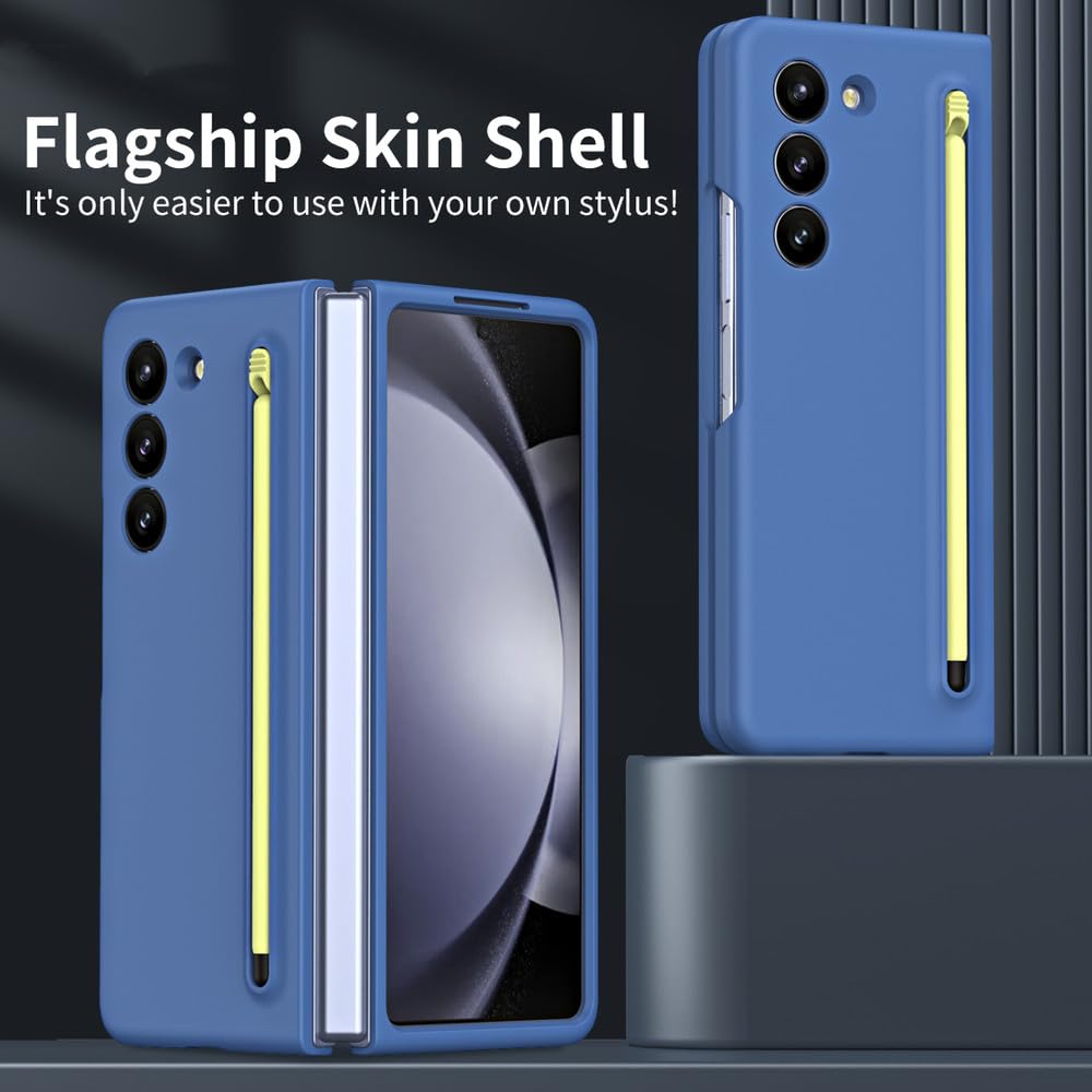 Per Samsung Galaxy Z Fold 6 ZFold6 Custodia Touch Pen colorata con accessori di copertura pieghevole in pellicola temperata, blu scuro, per custodia Galaxy Z Fold 6 con pellicola
