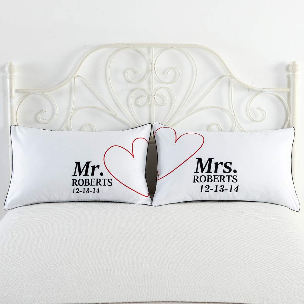 White Couple Pillowcases Envelope Closure,Romantic Anniversary Wedding Gifts Pillow Shams,Soft Breathable Pillow Covers Mr Roberts 74x48x2cm(29x19x1inch)