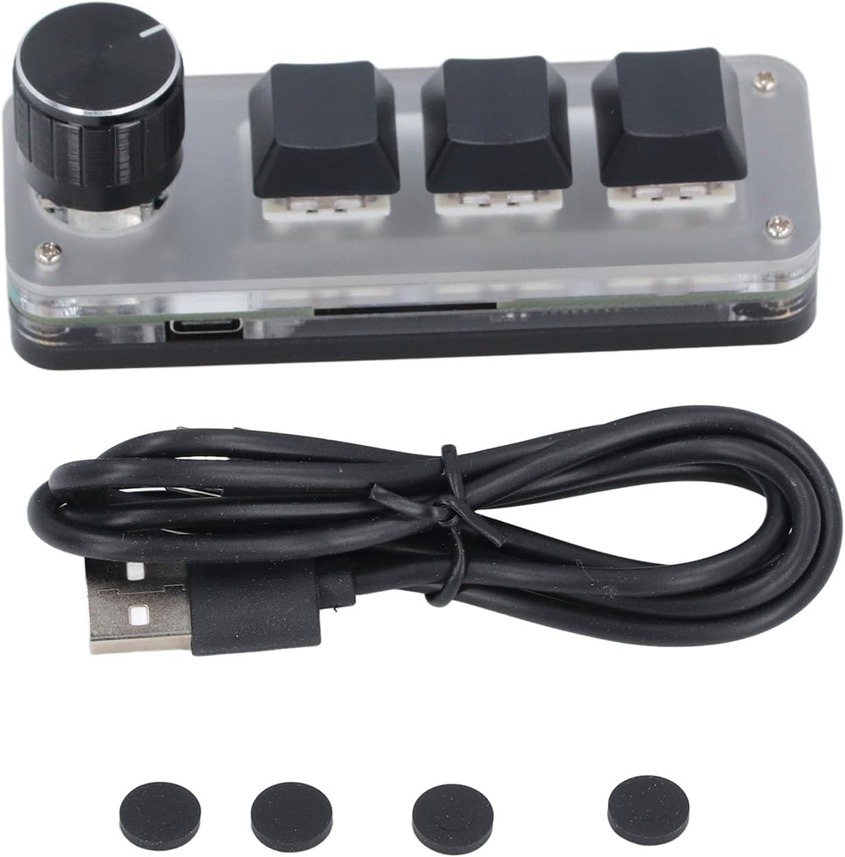 Custom Keyboard, 3 Keys, 1 Button, Mini Mechanical Keyboard with RGB LED, Red Switch, Port