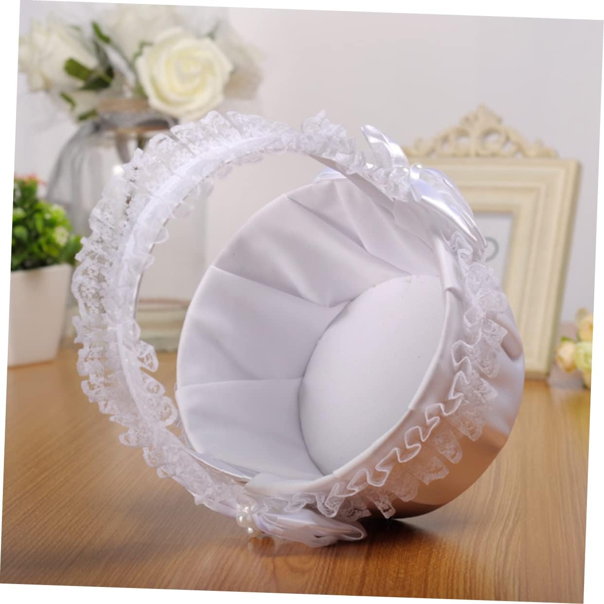 STOBAZA 3pcs Wedding Flower Girl Basket Lace Bowknot for Bridal Ceremony Party Decoration Holds Flowers Petals Keepsake for Special Events