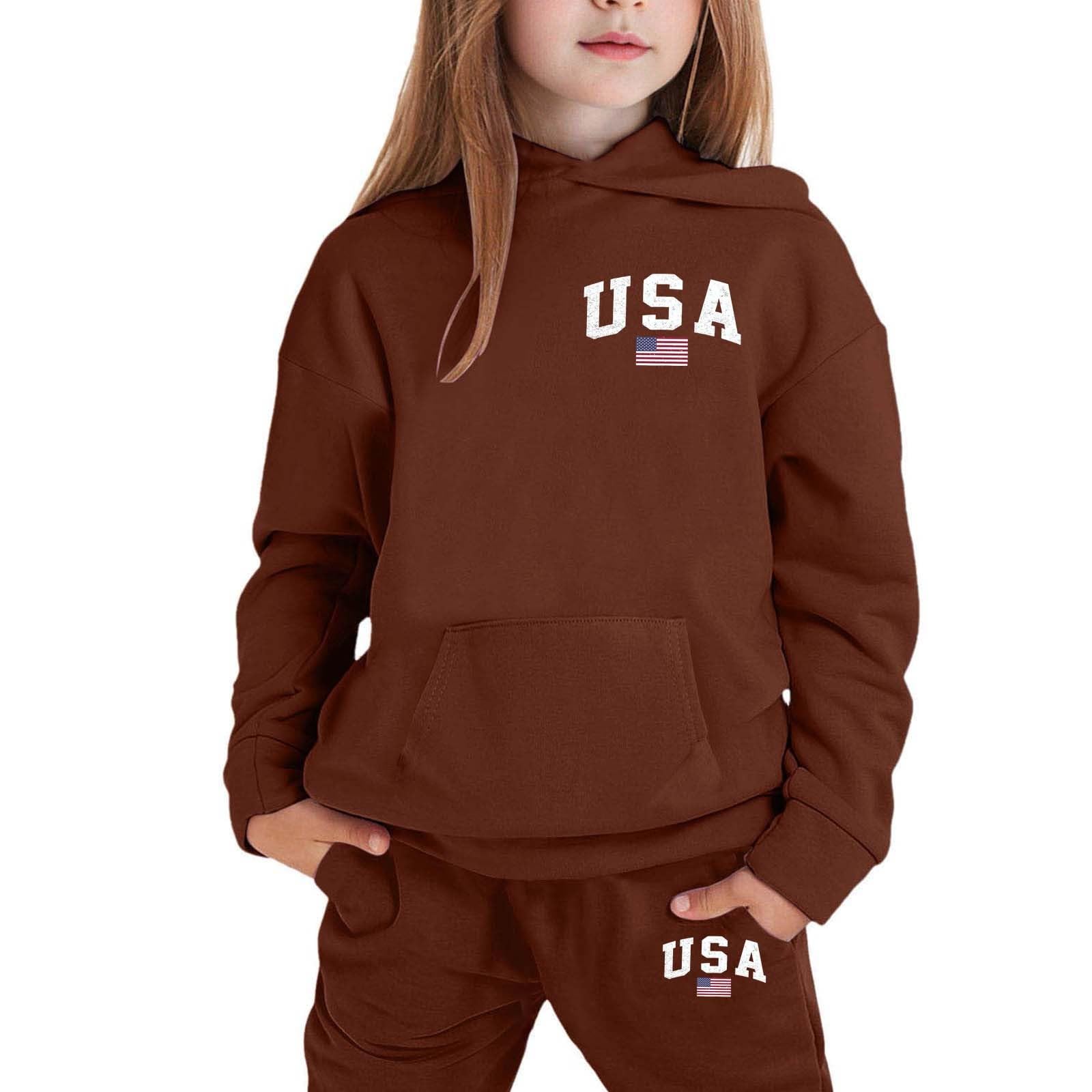 Ensemble Enfant, De Tenues D'hiver Pour Filles, Sweat À Capuche Et Jogging En Polaire, Vêtements Confortables Et Décontractés Pour Enfants Avec Imprimé Élégant, Design Original Unique
