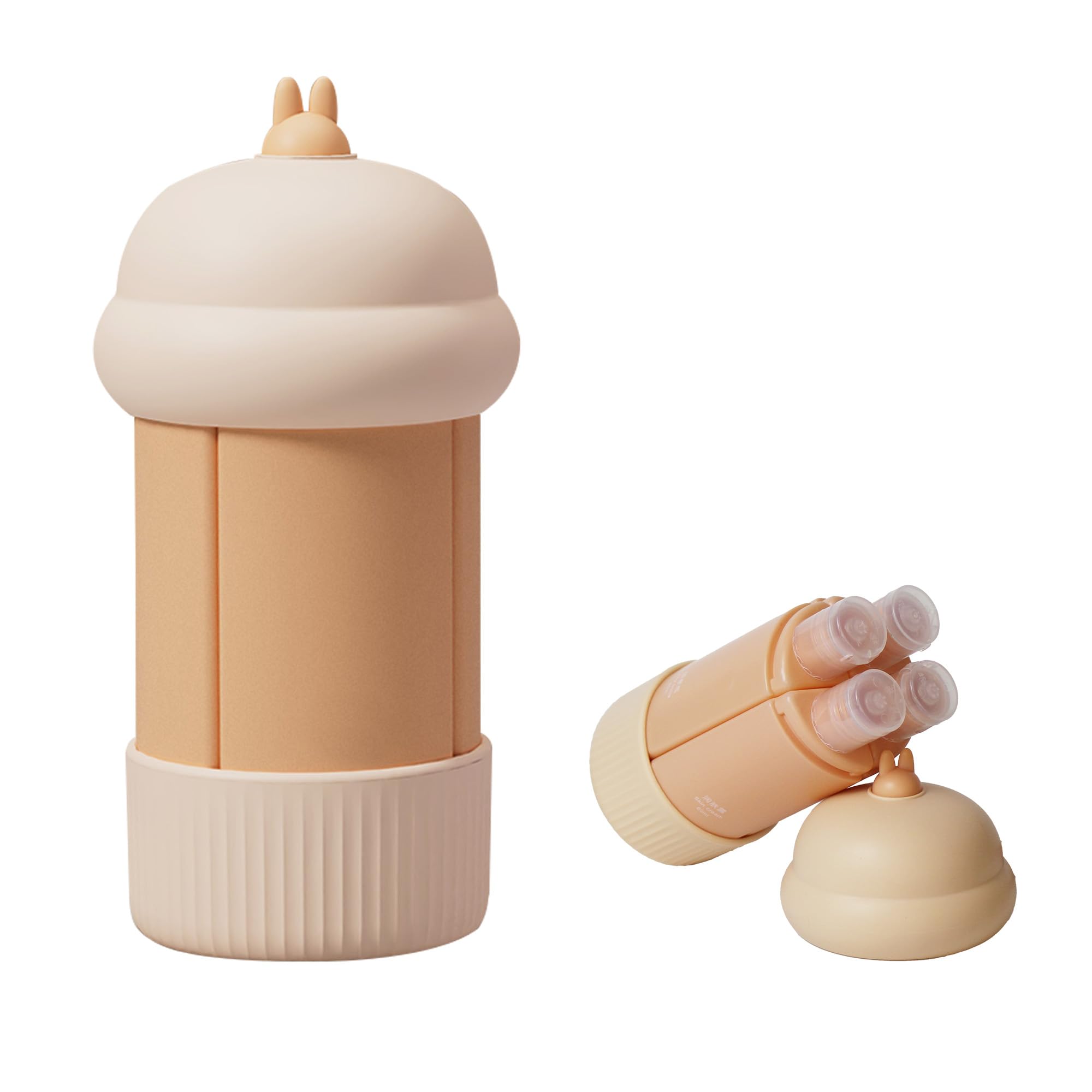 Ami.Todfo Travel Bottles for Toiletries 4 in 1 Portable Travel Bottles Leak Proof Squeezable Travel Size Containers Refillable Liquid Travel Accessories for Shampoo Body Wash Lotion (Beige)-image-33