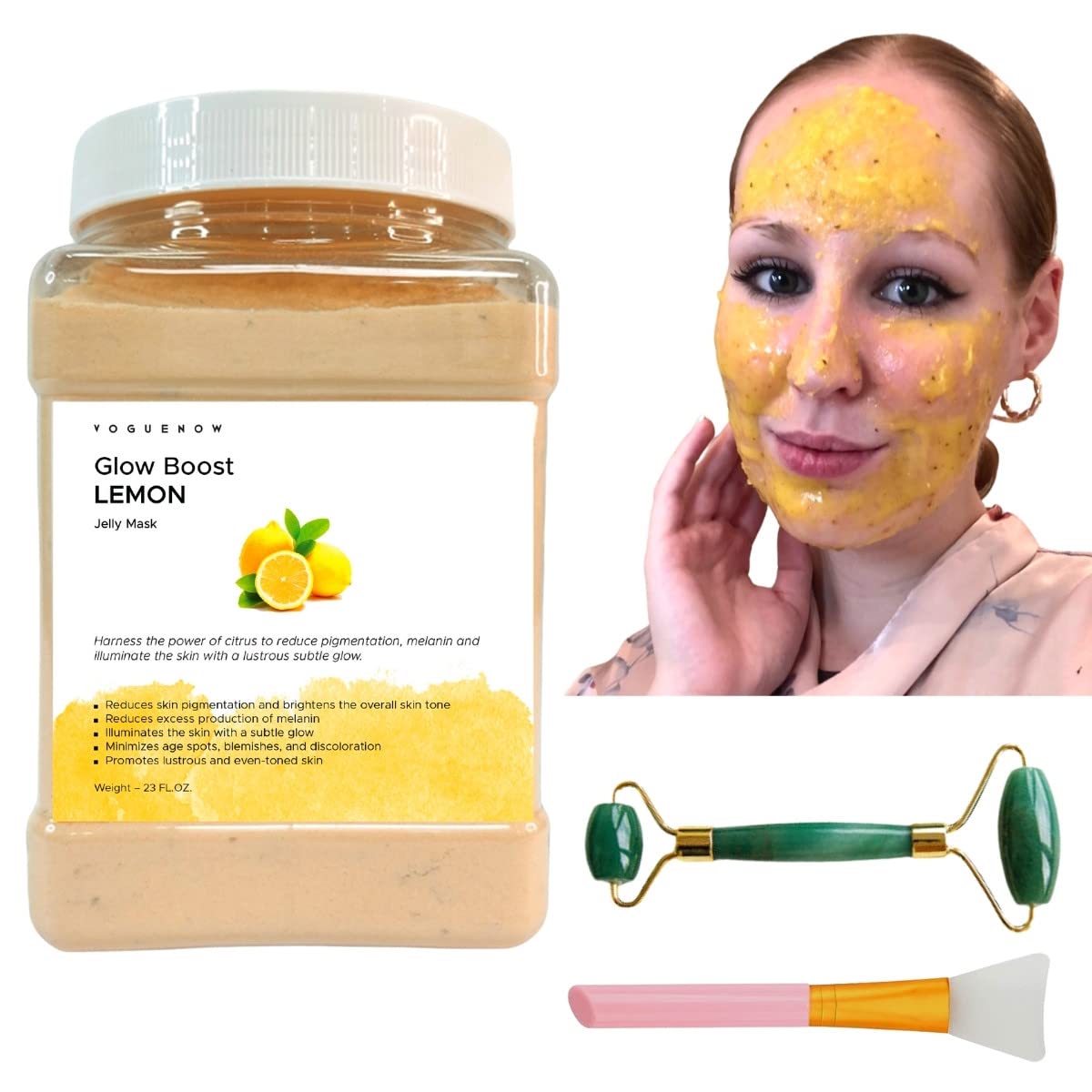 Buy Lemon Jelly Face Mask for Facials 23 Fl Oz Jar with Free Jade