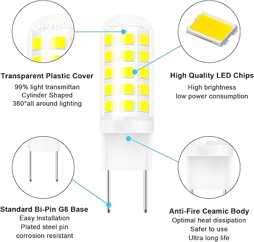 Miniatura 7 de Bombilla LED G8 regulable para debajo de microondas, bombilla de repuesto de 50 W halógeno para campana de microondas sobre la estufa de GE Samsung