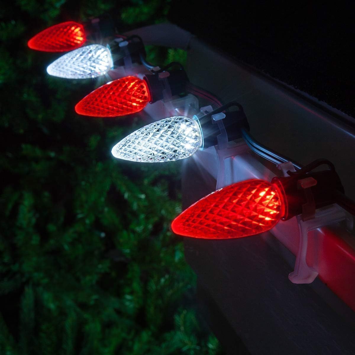Brightown C9 LED Christmas Lights Outdoor, 66 ft 100 LED Strawberry String Lights, Waterproof Commercial Grade Extendable for Outside Roofline Patio Home Xmas Decoration, Red and White