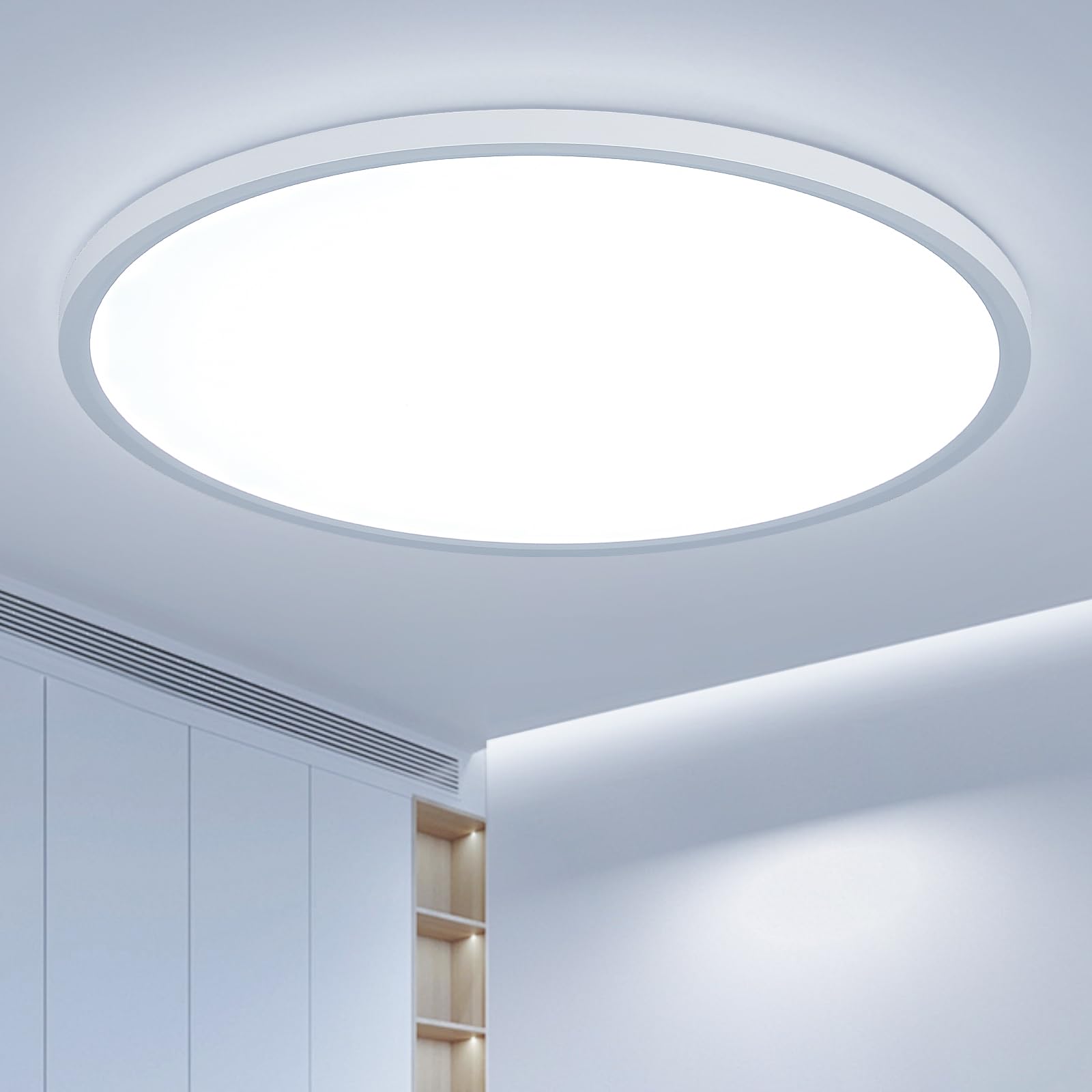 Kuwork LED Ceiling Light 52 W 50 cm White 5200 lm Round Modern 6500 K Cool Light LED Ceiling Light for Bedroom, Living Room, Kitchen and Bathroom