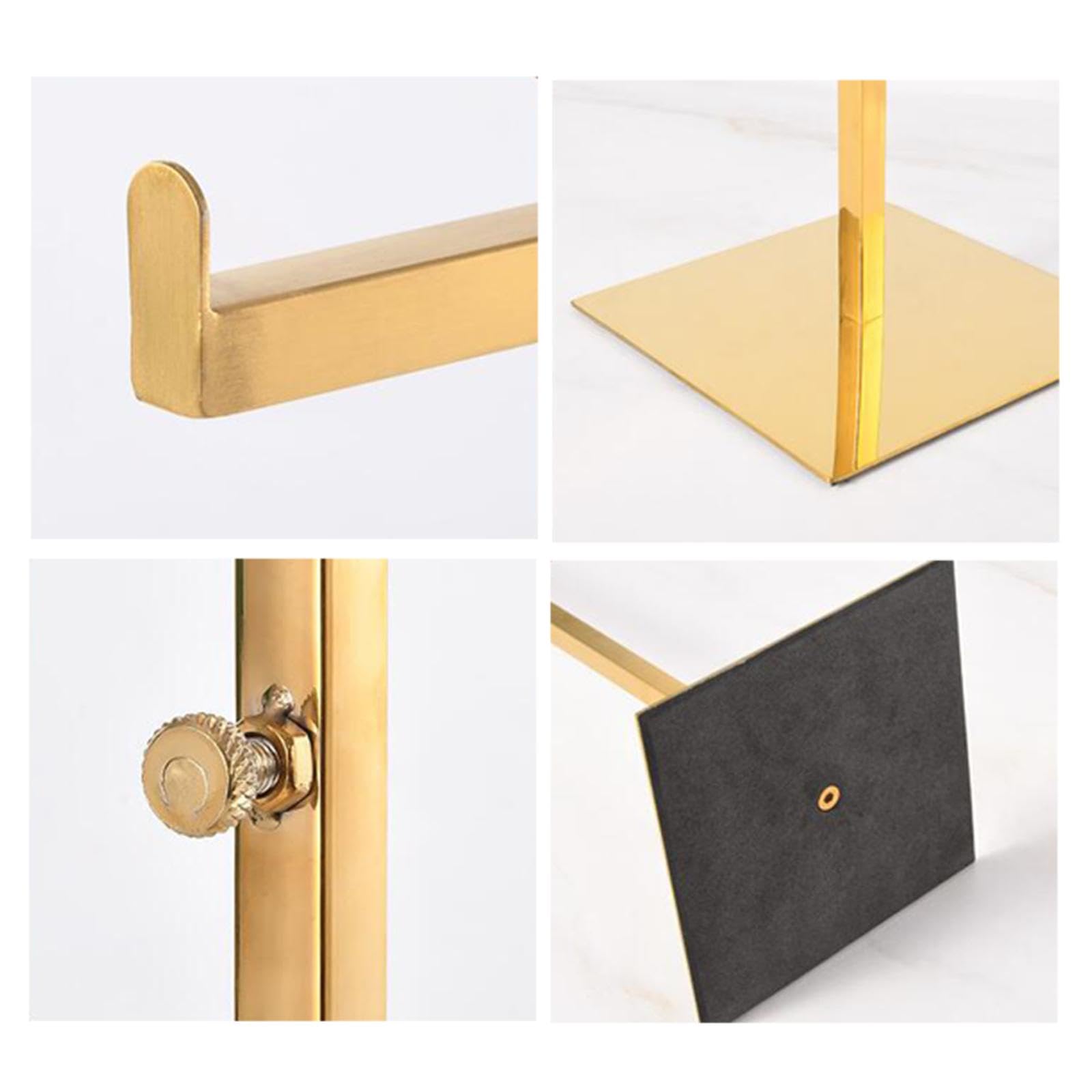 Exhibidor para Bolsos Soporte de Exhibición para Bolsos Gancho Doble Regulable Organizador de Collares Acero Resistente Adecuado para Boutique Hogar, Oro Cepillado, Individual