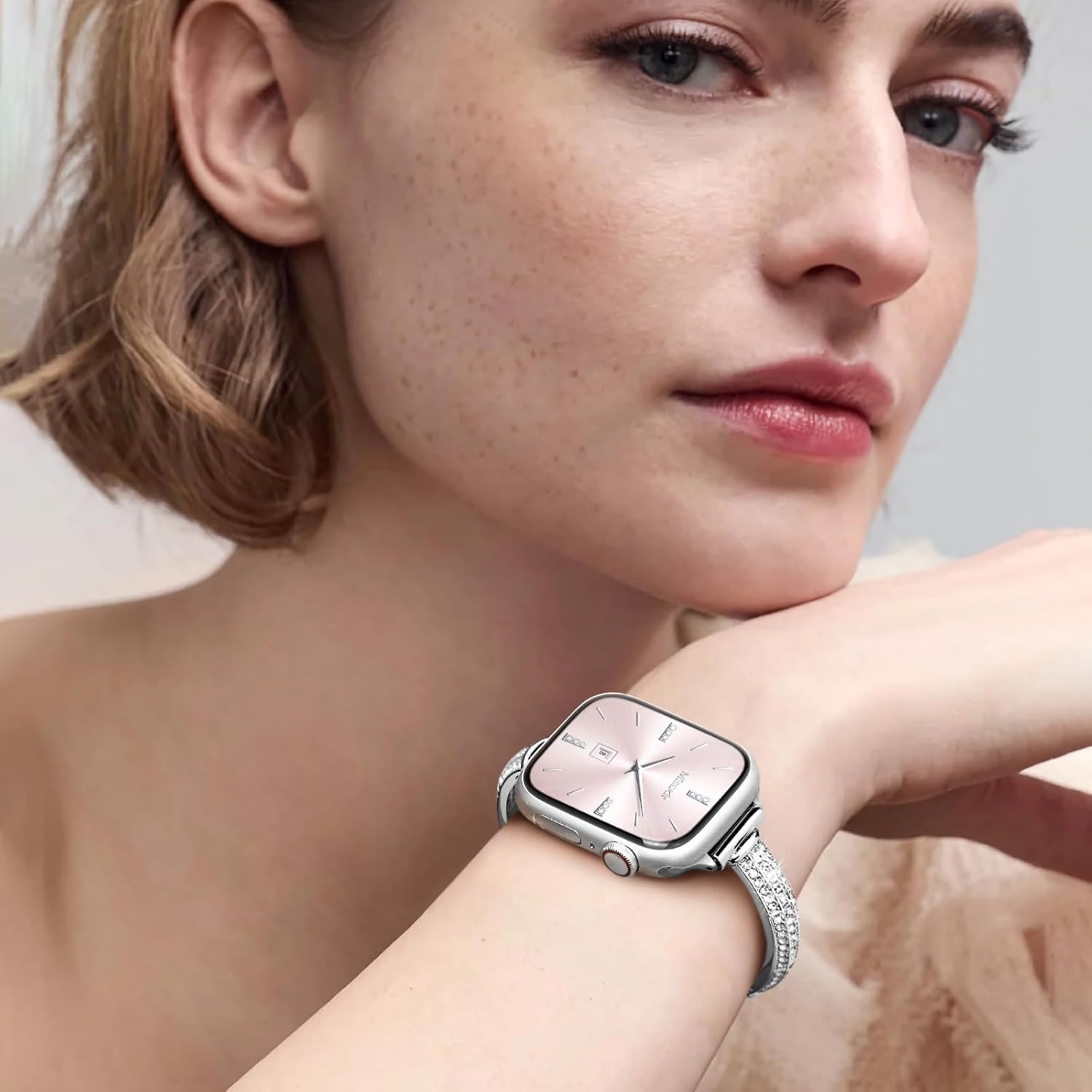 Missair Bands Compatible with Apple Watch Band 38mm 40mm 41mm 42mm 44mm 45mm 46mm 49mm Thin Metal Diamond Bracelet Band with Jewelry Crystal for iWatch Series 10 9 8 7 6 5 4 3 SE Ultra for Women - Image 5