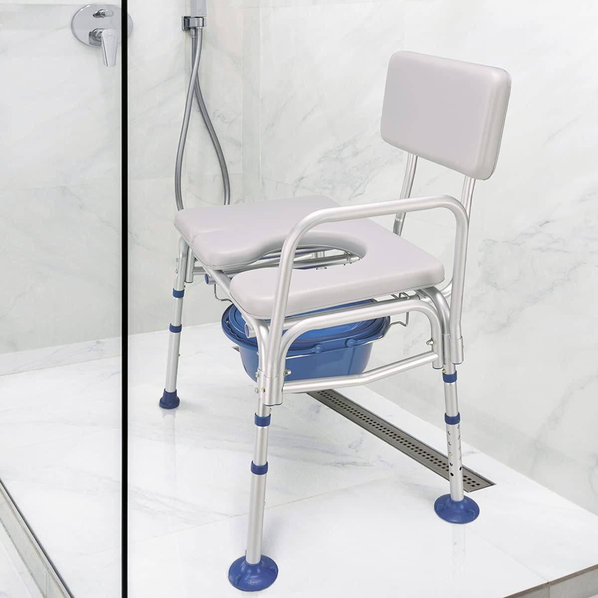 Buy GreenChief 2 in 1 Bedside Commode Chair, Shower Commode Chair