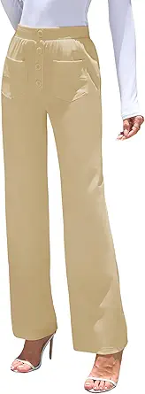ZAFUL Womens Wide Leg Pants High Waisted Casual Pants for Women Stretchy Business Dress Work Pocket Trousers Pant