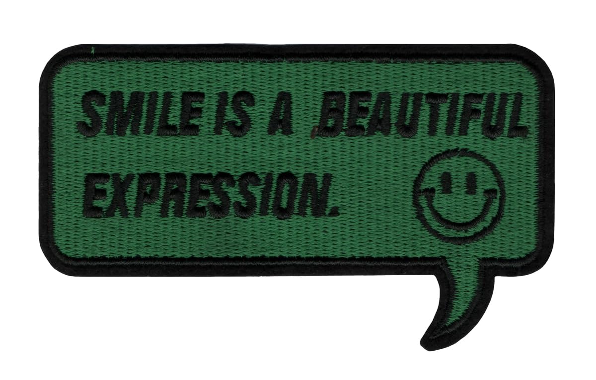 Generic 'Smile is a Beautiful Expression' Multicolored Embroidered Sew-on Patch; Size: 11.2cm x 6.5cm; 1 Piece; Rectangular; Applique Patch; Imported from Malaysia (Code: SBX-296)
