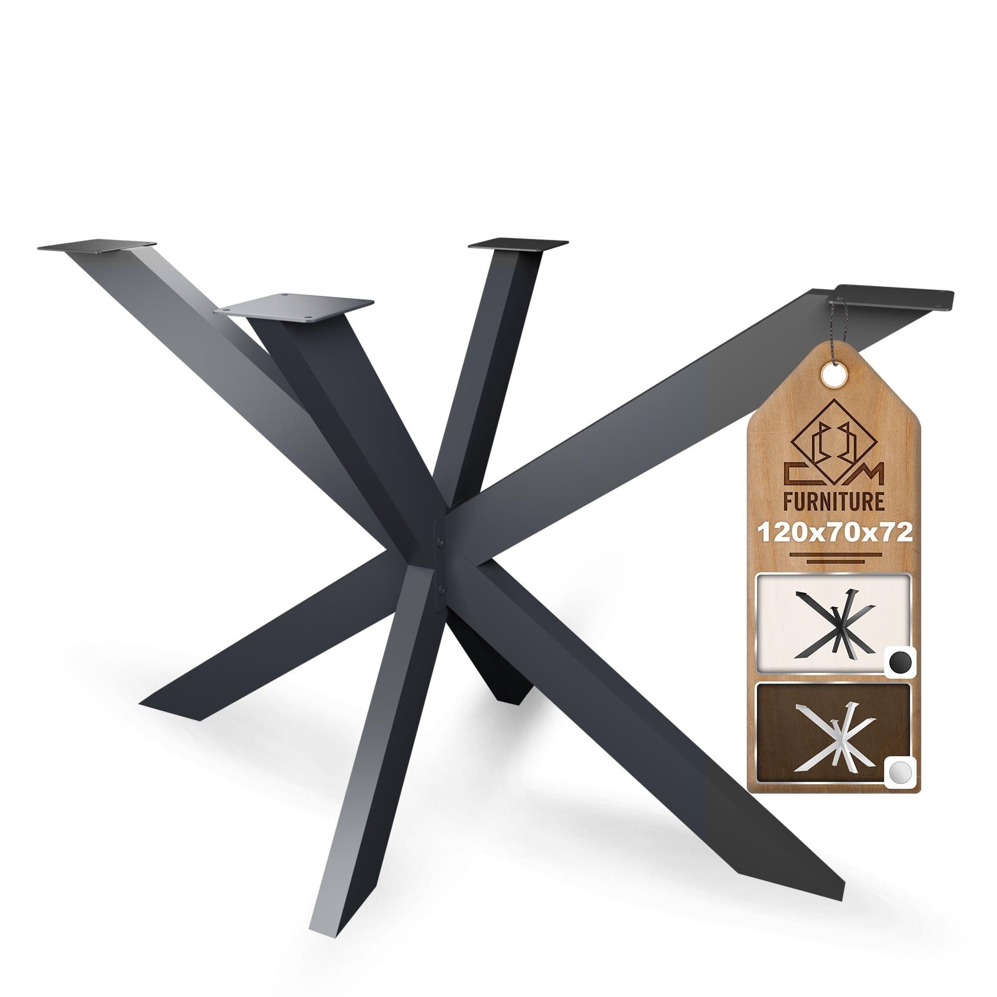 Gambe Per Tavolo Antracite Telaio del tavolo Spider altezza 72 cm - Forma A Stella - 70x72x120 cm - Gambe per Mobili DIY, Piedi, Struttura, Piedini per Tavolo da Soggiorno, da Conferenza