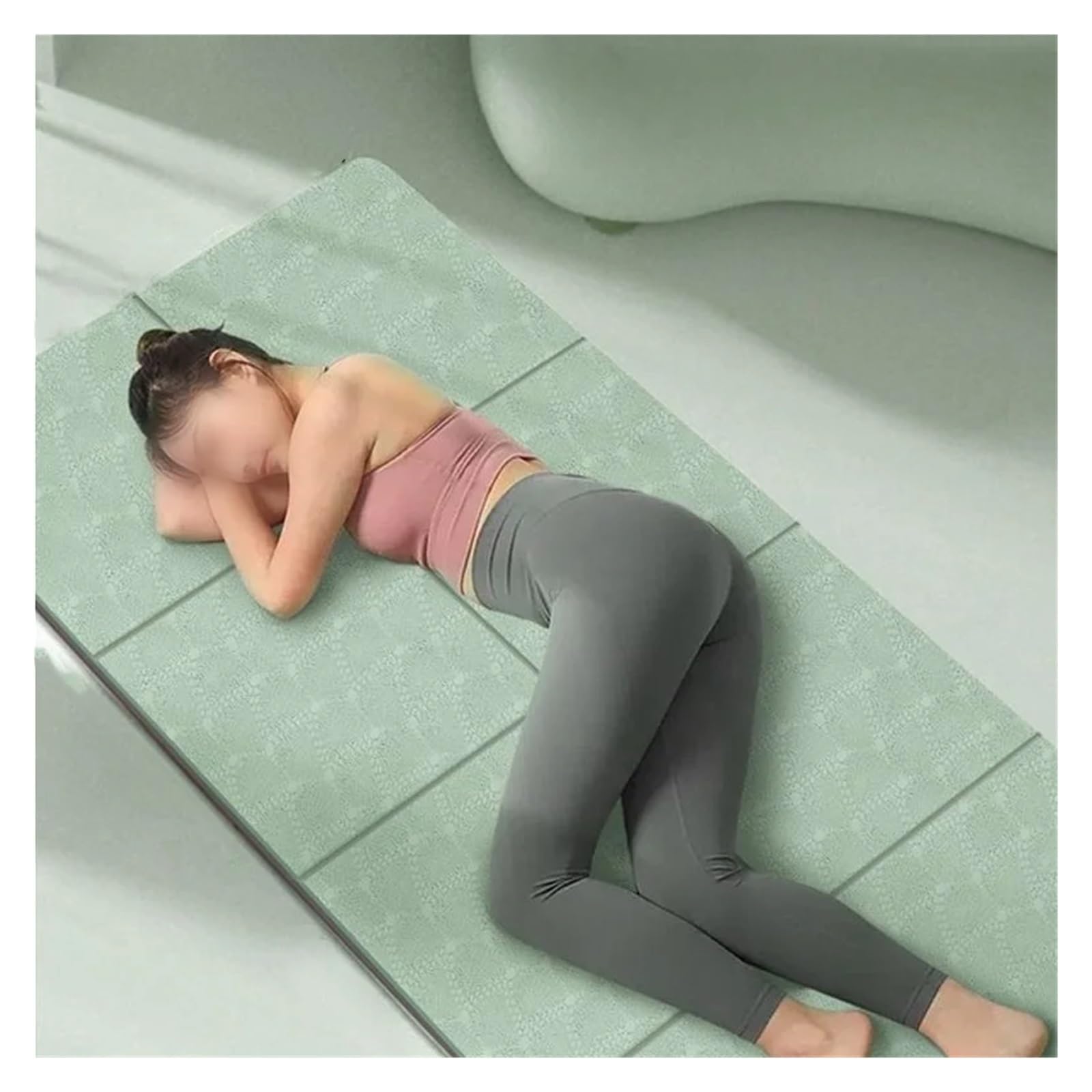 Faltbare Yogamatte, tragbare, verdickte Fitnessmatte für Sommerübungen | For Pilates und Bodenübungen. Doppelseitige rutschfeste Matte