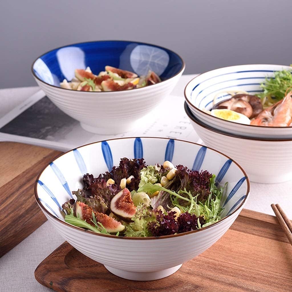 Japanese Ramen Ceramic Bowl Single Household Creative Large Noodle Soup Rice Bowl Hat Bowl Instant Noodle Vegetable Salad Fruit Tableware (White 2) image 3