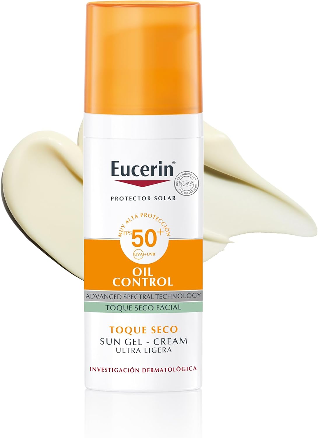 EUCERIN Protector solar facial efecto mate toque seco Oil Control 50 ml, matificante control brillo 12h con antioxidantes