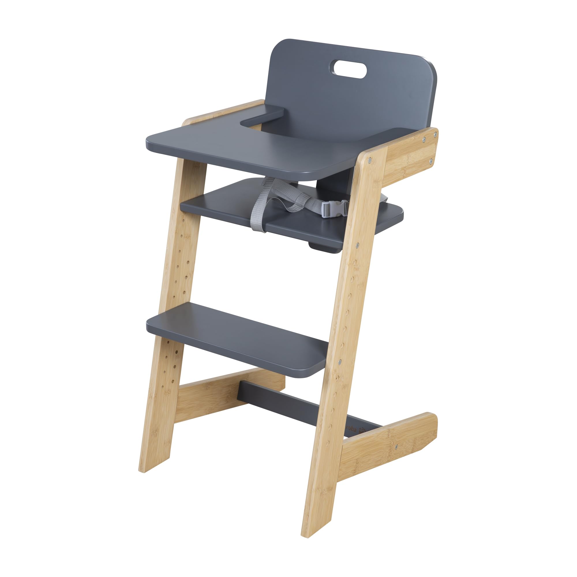 roba Trona para Bebés Nature Up - Trona de Madera de Bambú - Evolutiva con Bandeja Extraíble - Arnés de 3 Puntos - Soporta hasta 70 kg - Natural/Antracita