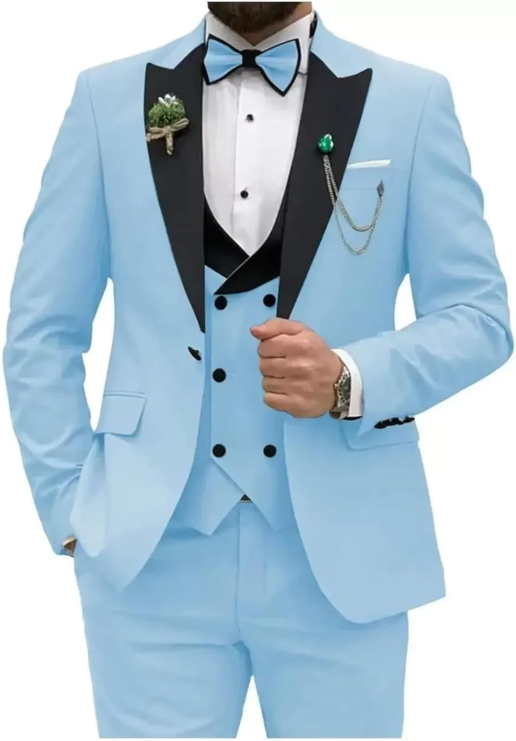 3 Pieces Mens Suit Classic Fit Blazer Dress Business Wedding Jacket Vest Pants Tuxedo Set