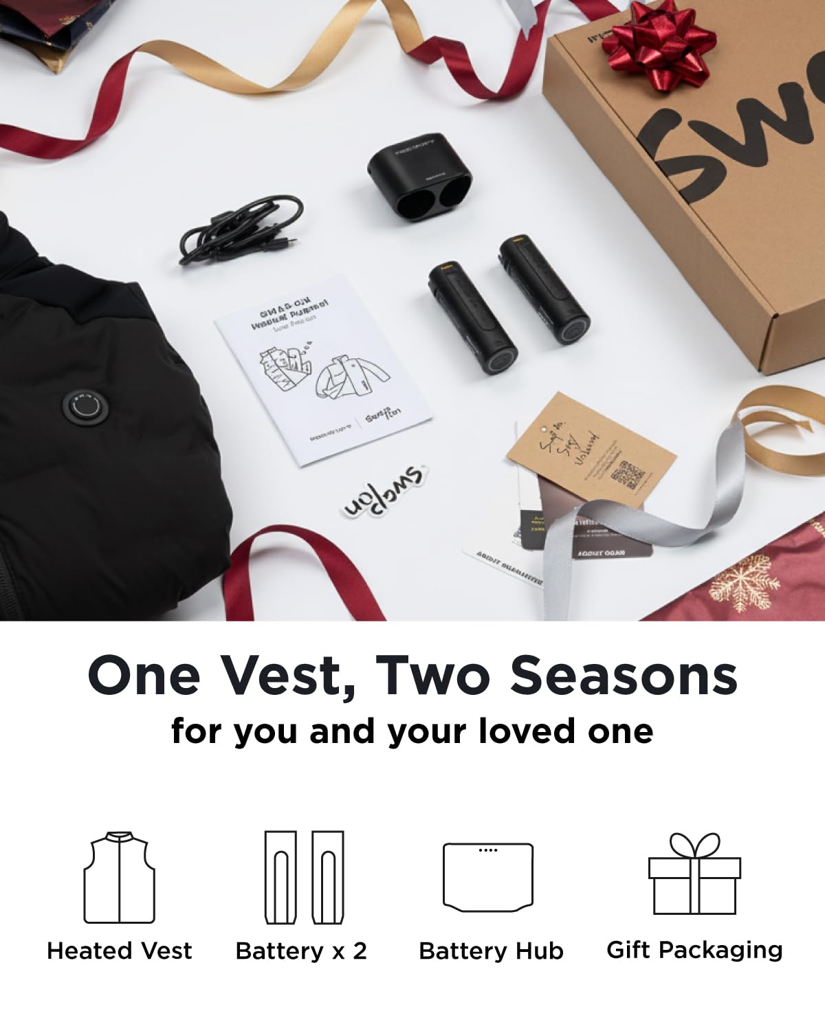 InoKraft Gilet riscaldato da uomo, leggero, trapuntato, invernale, riscaldato, con batteria ricaricabile da 8000 mAh e cavo di ricarica USB-C per ciclismo, corsa, escursionismo