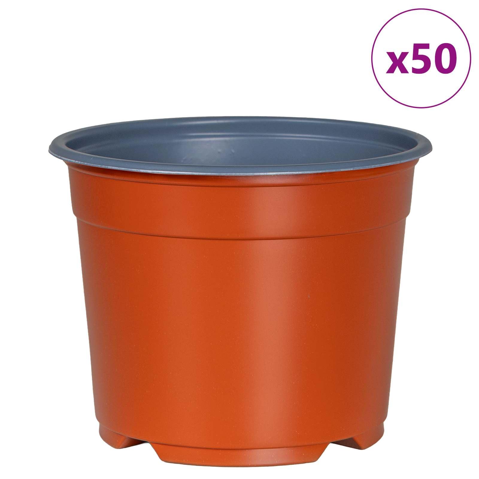 Doniczki z terakoty Ø 10 x 8 cm, lekkie, plastikowe, wewnętrzne, ogrodowe, balkonowe, z otworami drenażowymi, na zioła, sukulenty, storczyki i bonsai, opakowanie 50 sztuk