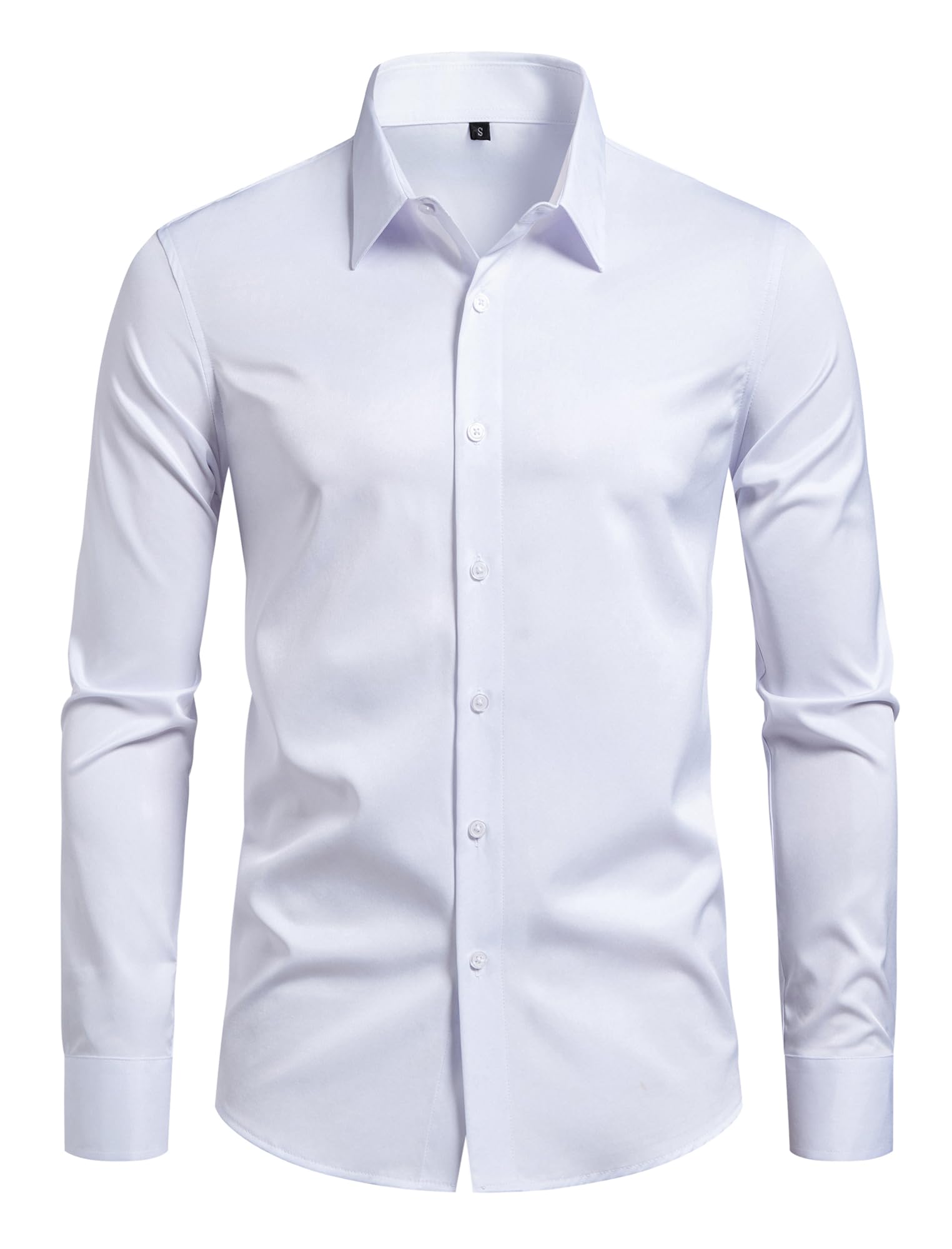 Mens Athletic Slim Fit Long Sleeve Button Down Shirts for Gym Business Casual Stretch Tops Breathable Solid Dress