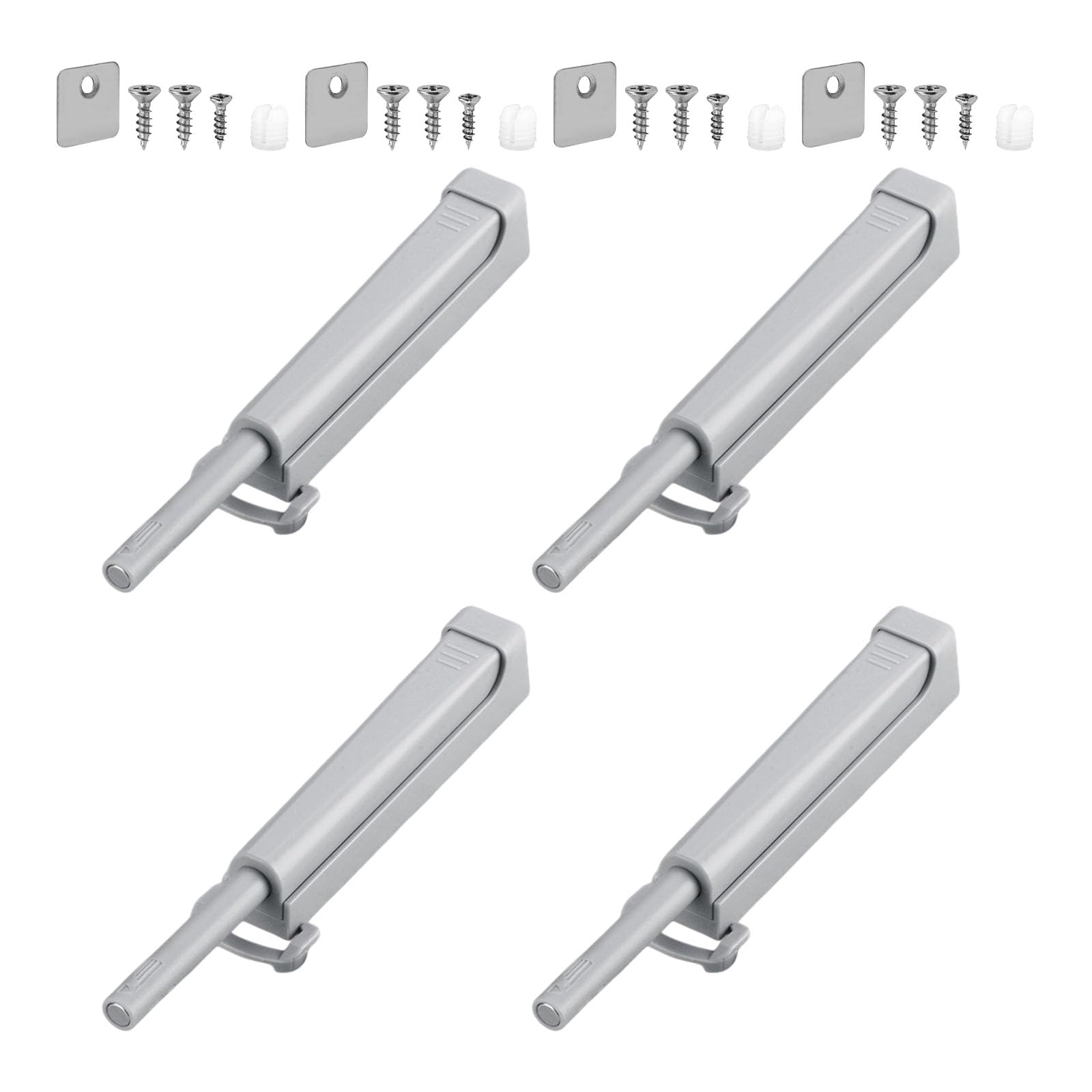 JAMIEKA Pack of 4 Invisible Cabinet Door Push to Open Mechanism Plastic Touch Latches for Smooth Modern Furniture Installation