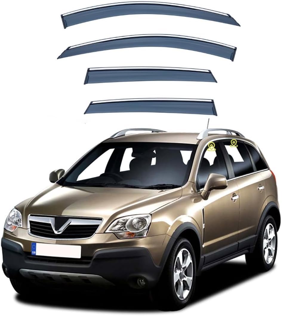 FengXH Window Deflectors for Vauxhall Antara L07 2006-2015 - 4pc Smoke Tint, Waterproof, Noise Reducing.
