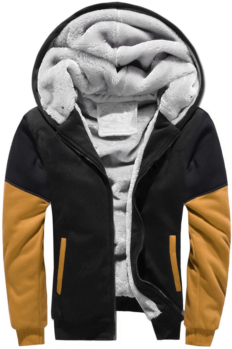VSUSN Felpa Uomo con Cappuccio Invernale, Felpe Pile con Cappuccio di Spessore, Hoodie con Cerniera Integrale