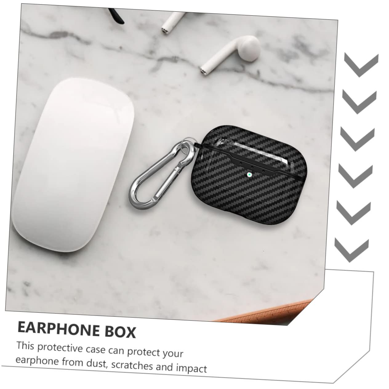 HOMSFOU 4piezas Funda para Pro Textura De Fibra De Carbono Protector De Auriculares Inalámbricos Resistente Rayones y Polvo Accesorio Moderno y Elegante